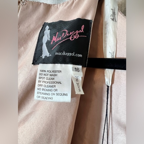 Ieena for Mac Duggal shimmering pleated a-line 3/4 sleeve gown rose gold size 16 - Picture 13 of 14